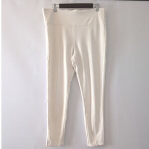 Sabrina Lauren Ponte Pants Women XL Off-White High Waist Seam Detail Trousers